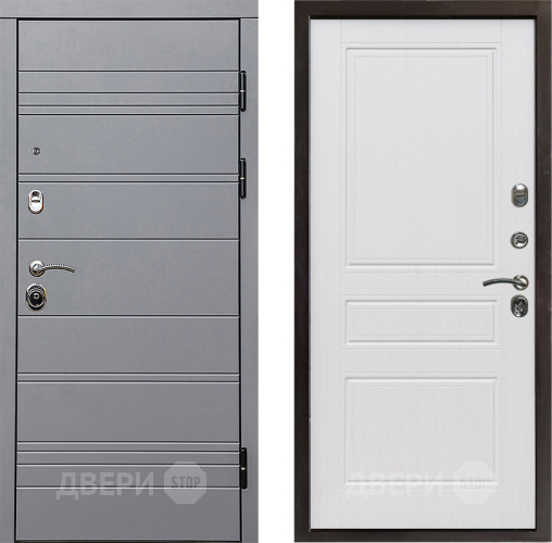 Входная металлическая Дверь Престиж Линия Грэй Классика Белое дерево в Электростали