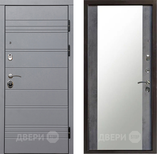 Входная металлическая Дверь Престиж Линия Грэй Зеркало Бетон темный в Электростали