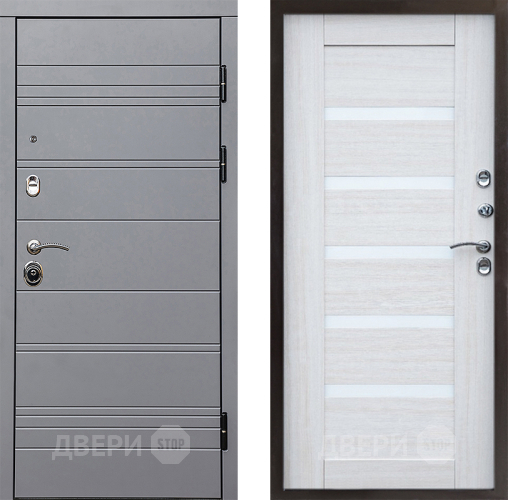 Входная металлическая Дверь Престиж Линия Грэй Царга Лиственница белая в Электростали