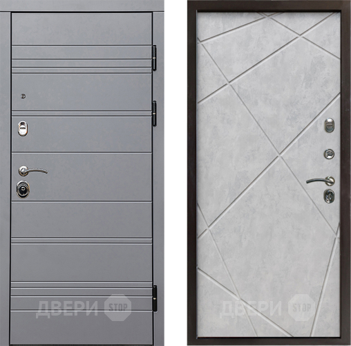 Входная металлическая Дверь Престиж Линия Грэй Лучи Бетон светлый в Электростали