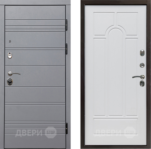 Входная металлическая Дверь Престиж Линия Грэй Арка Белое дерево в Электростали