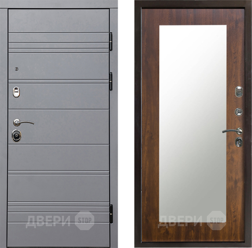 Входная металлическая Дверь Престиж Линия Грэй Зеркло Пастораль Дуб в Электростали