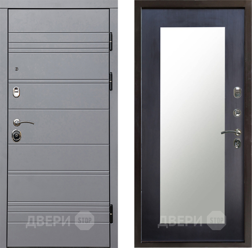 Входная металлическая Дверь Престиж Линия Грэй Зеркло Пастораль Венге в Электростали