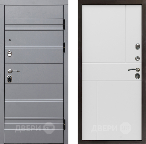 Входная металлическая Дверь Престиж Линия Грэй Горизонт Бетон белый в Электростали
