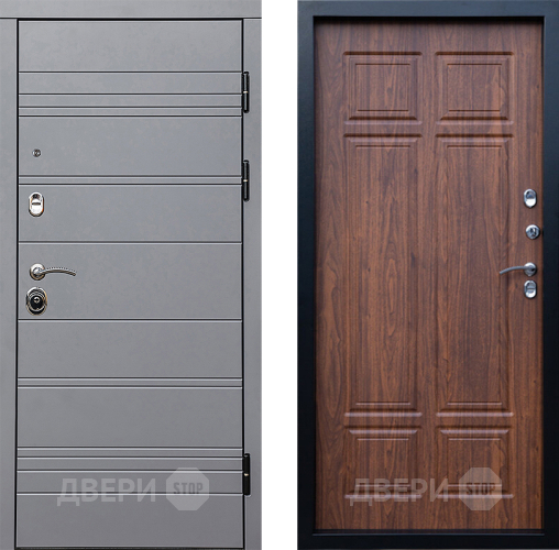 Входная металлическая Дверь Престиж Линия Грэй Премиум Орех темный в Электростали