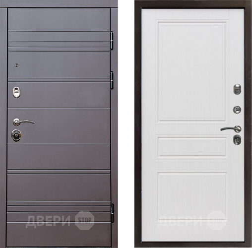 Входная металлическая Дверь Престиж Линия Браун Классика Белое дерево в Электростали