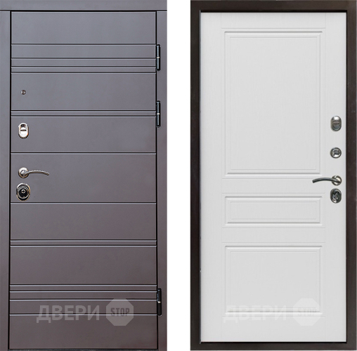 Входная металлическая Дверь Престиж Линия Браун Классика Лиственница белая в Электростали