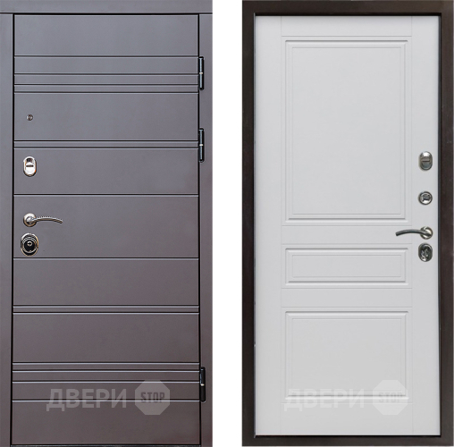 Входная металлическая Дверь Престиж Линия Браун Классика Белый матовый в Электростали