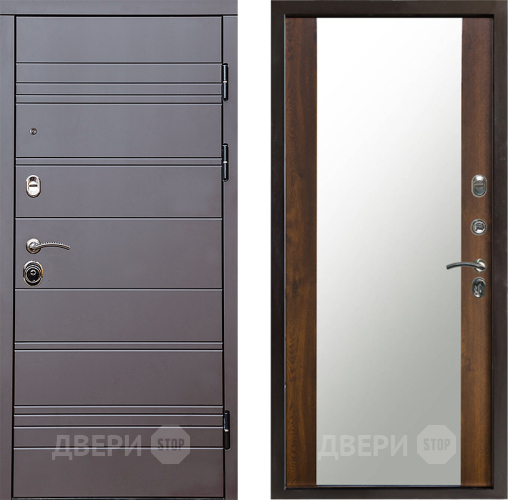 Входная металлическая Дверь Престиж Линия Браун Зеркало Дуб в Электростали