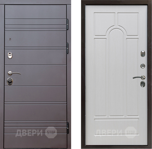 Входная металлическая Дверь Престиж Линия Браун Арка Лиственница белая в Электростали