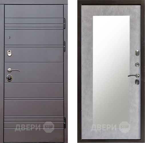 Дверь Престиж Линия Браун Зеркло Пастораль Бетон светлый в Электростали