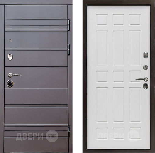 Входная металлическая Дверь Престиж Линия Браун Спарта Белое дерево в Электростали