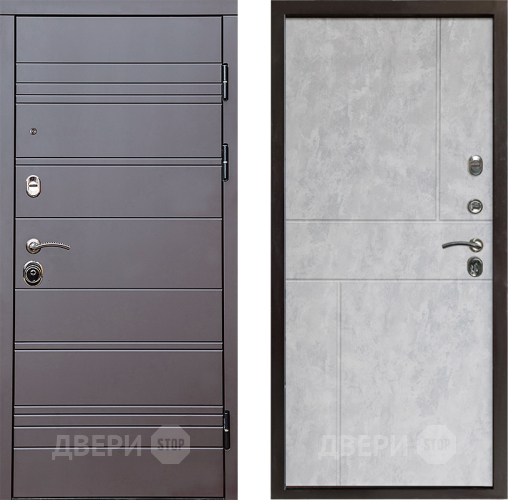 Входная металлическая Дверь Престиж Линия Браун Горизонт Бетон светлый в Электростали