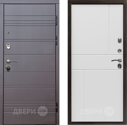 Входная металлическая Дверь Престиж Линия Браун Горизонт Бетон белый в Электростали