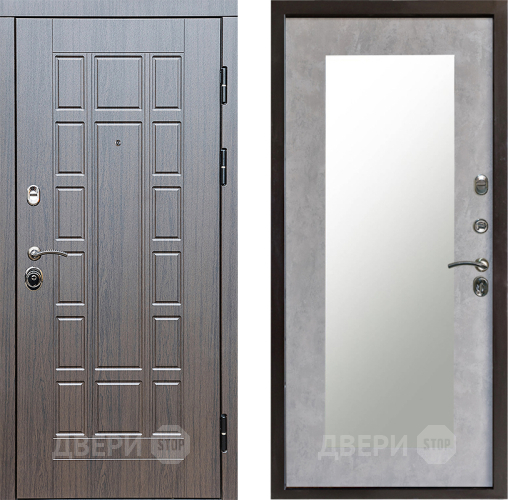Входная металлическая Дверь Престиж Престиж Зеркло Пастораль Бетон светлый в Электростали