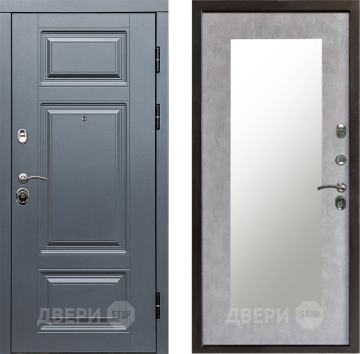 Входная металлическая Дверь Престиж Премиум Зеркло Пастораль Бетон светлый в Электростали