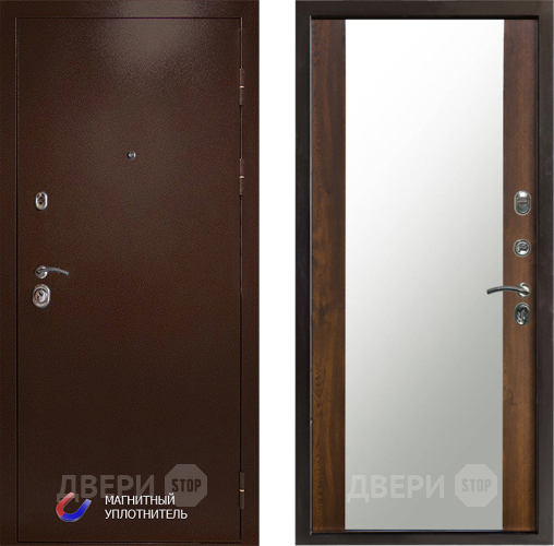 Входная металлическая Дверь Престиж Медь Зеркало Дуб в Электростали