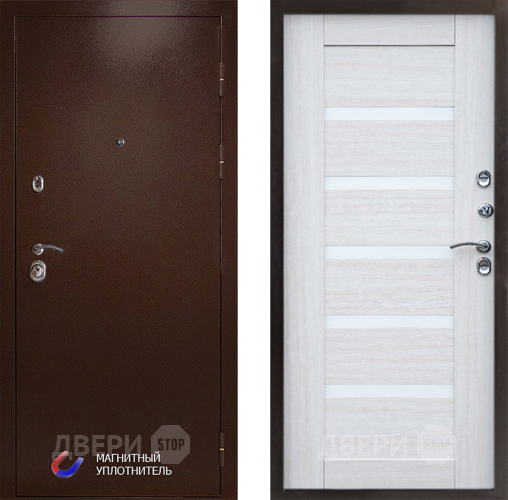 Входная металлическая Дверь Престиж Медь Царга Лиственница белая в Электростали