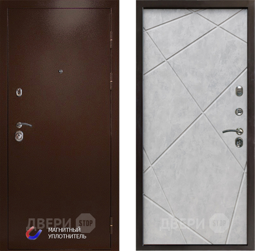 Входная металлическая Дверь Престиж Медь Лучи Бетон светлый в Электростали