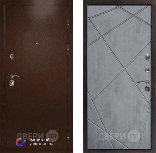 Входная металлическая Дверь Престиж Медь Лучи Бетон темный в Электростали