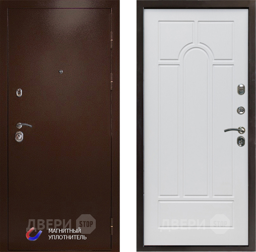 Входная металлическая Дверь Престиж Медь Арка Белое дерево в Электростали