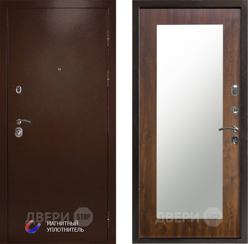 Входная металлическая Дверь Престиж Медь Зеркло Пастораль Дуб в Электростали