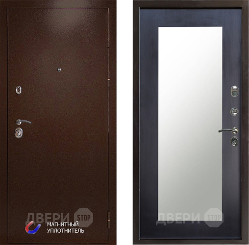 Входная металлическая Дверь Престиж Медь Зеркло Пастораль Венге в Электростали
