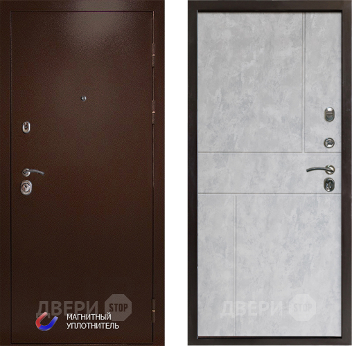 Входная металлическая Дверь Престиж Медь Горизонт Бетон светлый в Электростали