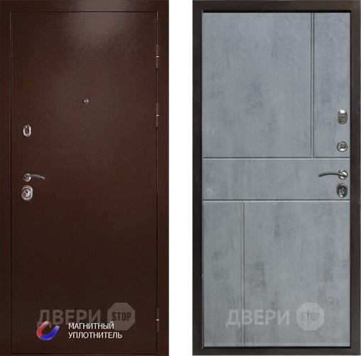 Входная металлическая Дверь Престиж Медь Горизонт Бетон темный в Электростали