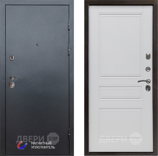 Входная металлическая Дверь Престиж Графит Классика Белый матовый в Электростали