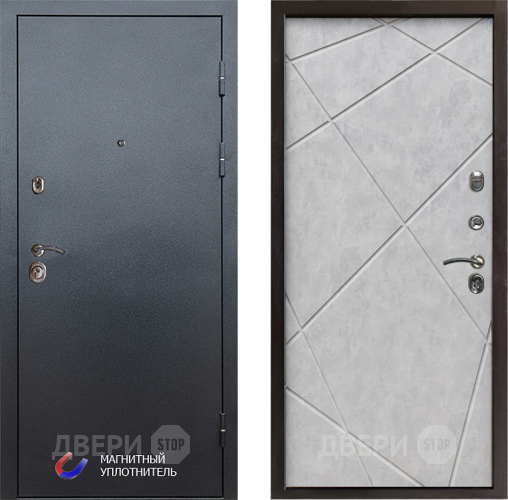 Входная металлическая Дверь Престиж Графит Лучи Бетон светлый в Электростали
