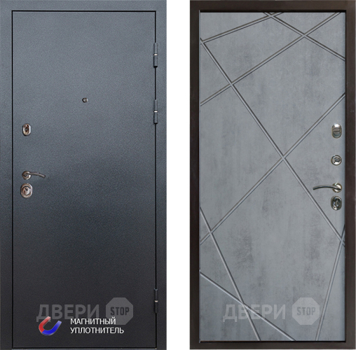 Входная металлическая Дверь Престиж Графит Лучи Бетон темный в Электростали