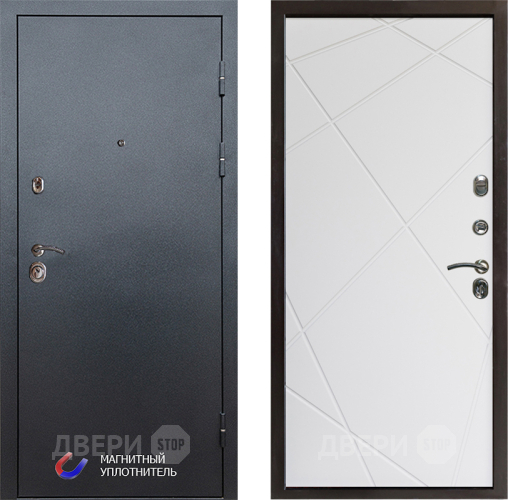 Входная металлическая Дверь Престиж Графит Лучи Бетон белый в Электростали