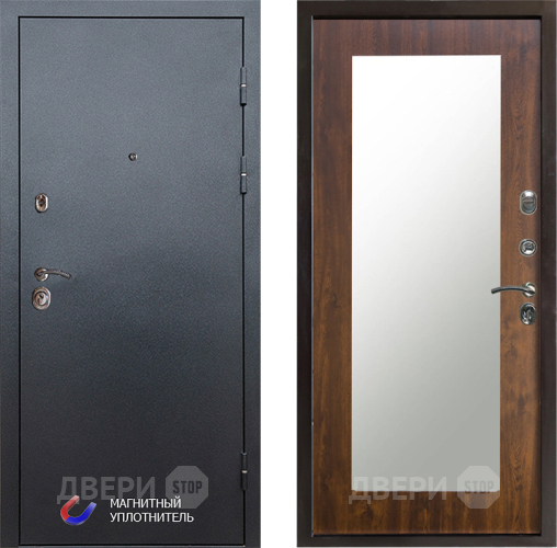 Входная металлическая Дверь Престиж Графит Зеркло Пастораль Дуб в Электростали