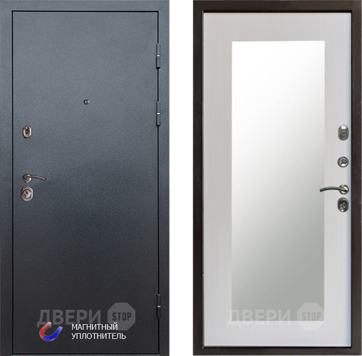 Входная металлическая Дверь Престиж Графит Зеркло Пастораль Лиственница белая в Электростали