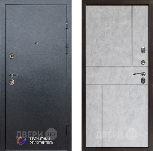 Входная металлическая Дверь Престиж Графит Горизонт Бетон светлый в Электростали