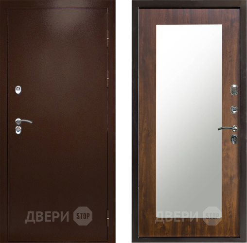 Входная металлическая Дверь Престиж TERMO с терморазрывом Снегирь Медь Зеркало пастораль Дуб в Электростали