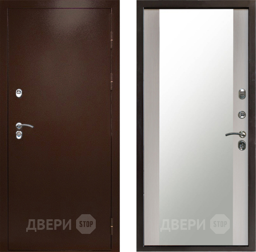 Входная металлическая Дверь Престиж TERMO с терморазрывом Снегирь Медь Зеркало Лиственница белая в Электростали