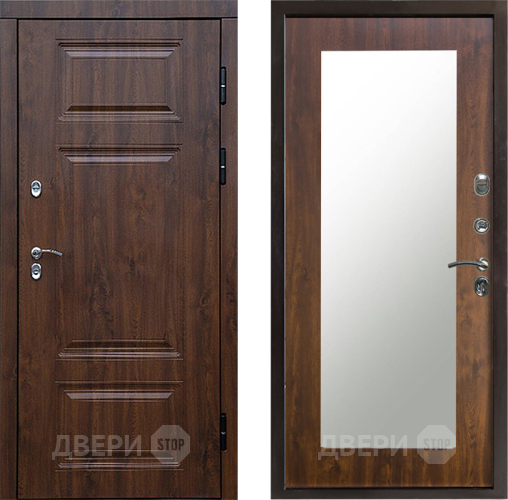 Входная металлическая Дверь Престиж TERMO с терморазрывом Премиум Орех Зеркало пастораль Дуб в Электростали