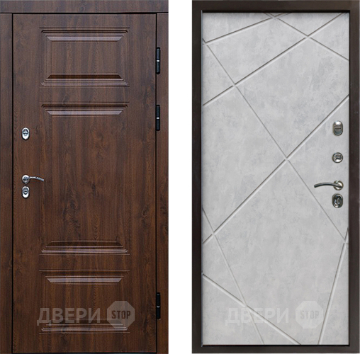 Входная металлическая Дверь Престиж TERMO с терморазрывом Премиум Орех Лучи Бетон светлый в Электростали