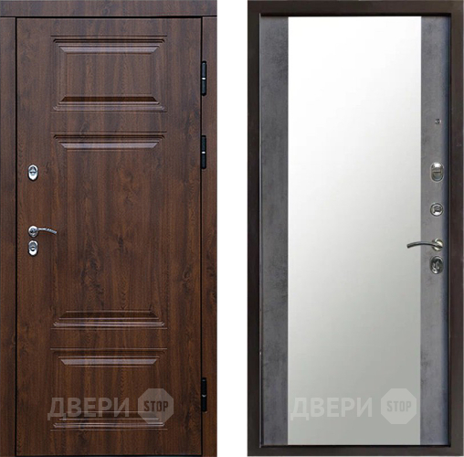 Входная металлическая Дверь Престиж TERMO с терморазрывом Премиум Орех Зеркало Бетон темный в Электростали