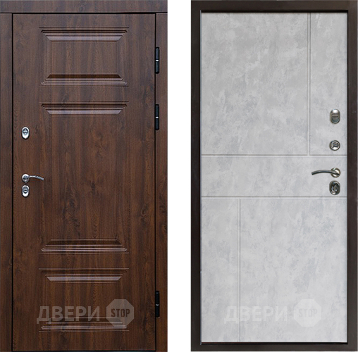 Входная металлическая Дверь Престиж TERMO с терморазрывом Премиум Орех Горизонт Бетон светлый в Электростали