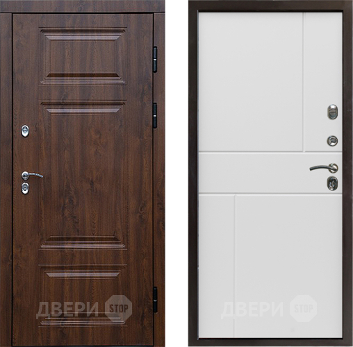 Входная металлическая Дверь Престиж TERMO с терморазрывом Премиум Орех Горизонт Бетон белый в Электростали