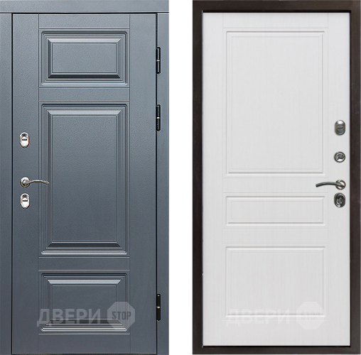 Входная металлическая Дверь Престиж TERMO с терморазрывом Премиум Грэй Классика Белое дерево в Электростали