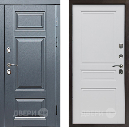 Входная металлическая Дверь Престиж TERMO с терморазрывом Премиум Грэй Классика Белый матовый в Электростали