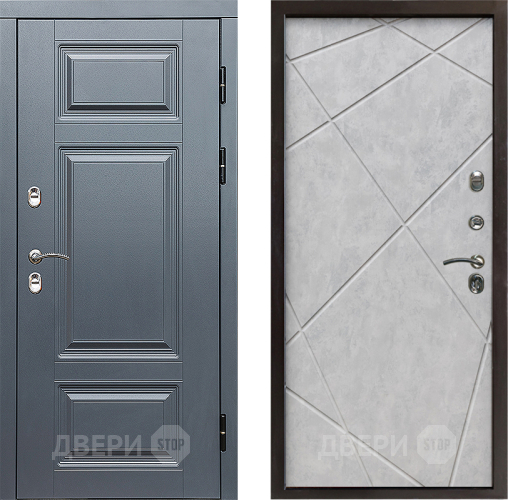 Входная металлическая Дверь Престиж TERMO с терморазрывом Премиум Грэй Лучи Бетон светлый в Электростали
