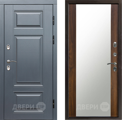 Входная металлическая Дверь Престиж TERMO с терморазрывом Премиум Грэй Зеркало Дуб в Электростали