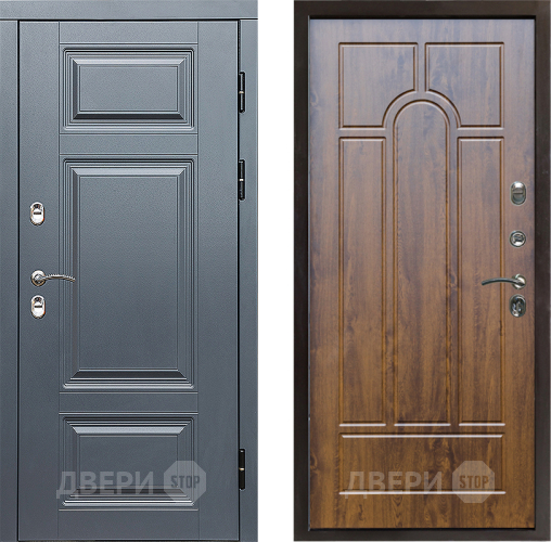 Входная металлическая Дверь Престиж TERMO с терморазрывом Премиум Грэй Арка Дуб в Электростали