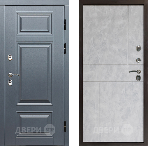 Входная металлическая Дверь Престиж TERMO с терморазрывом Премиум Грэй Горизонт Бетон светлый в Электростали