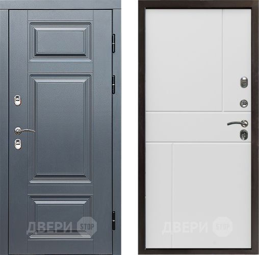 Входная металлическая Дверь Престиж TERMO с терморазрывом Премиум Грэй Горизонт Бетон белый в Электростали